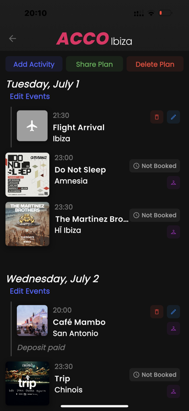 ACCO Ibiza App - Trip Planner