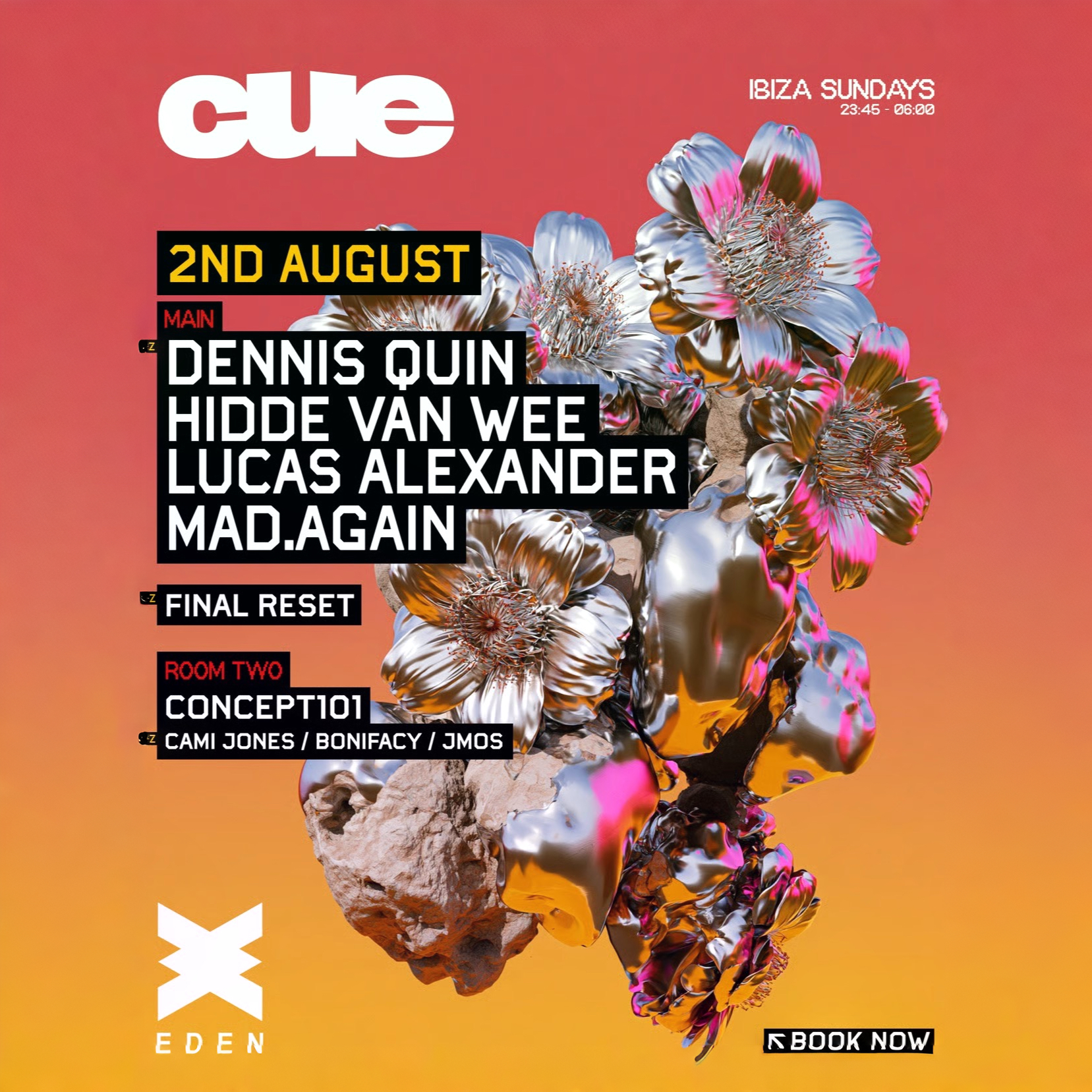 Cue at Eden on Sunday, August 2, 2026