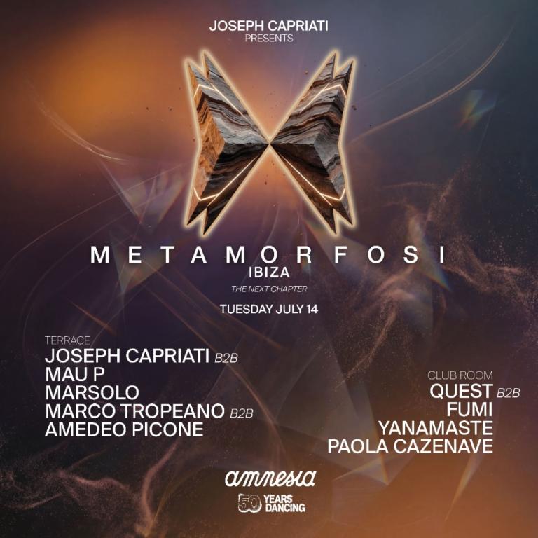 Metamorfosi at Amnesia on Tuesday, July 14, 2026