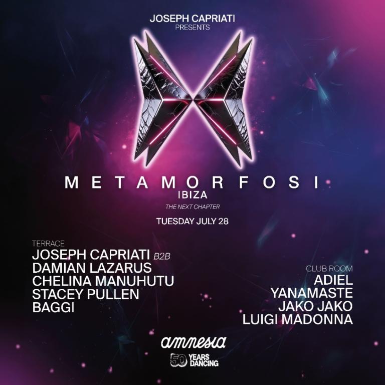 Metamorfosi at Amnesia on Tuesday, July 28, 2026