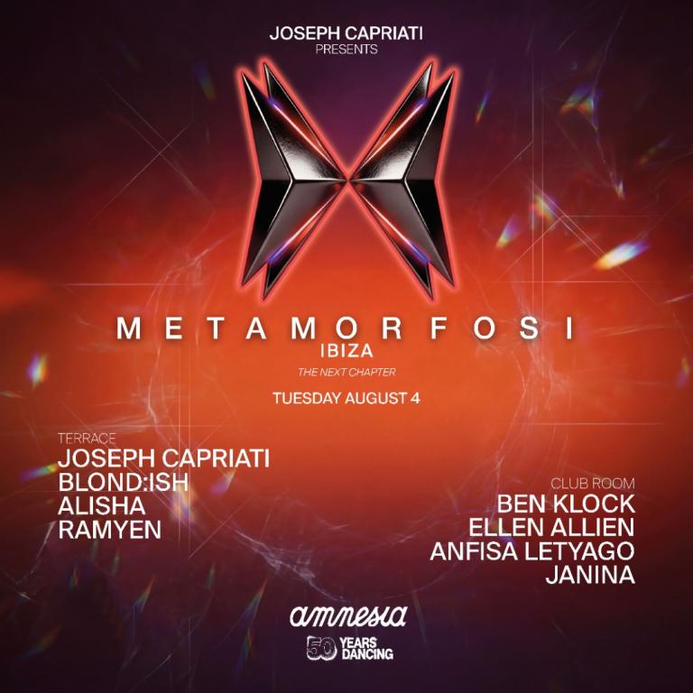 Metamorfosi at Amnesia on Tuesday, August 4, 2026