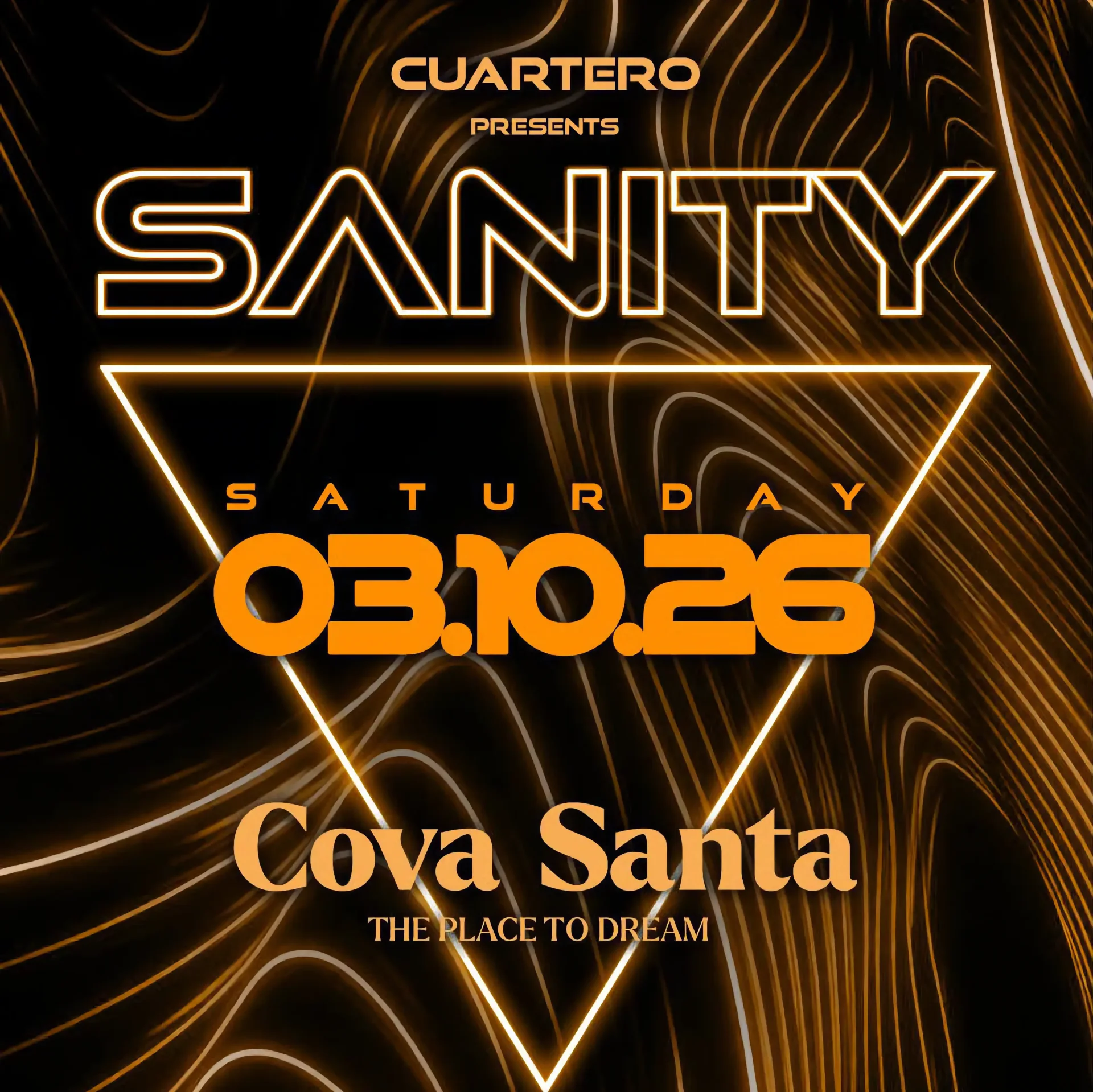 Sanity at Cova Santa on Saturday, October 3, 2026