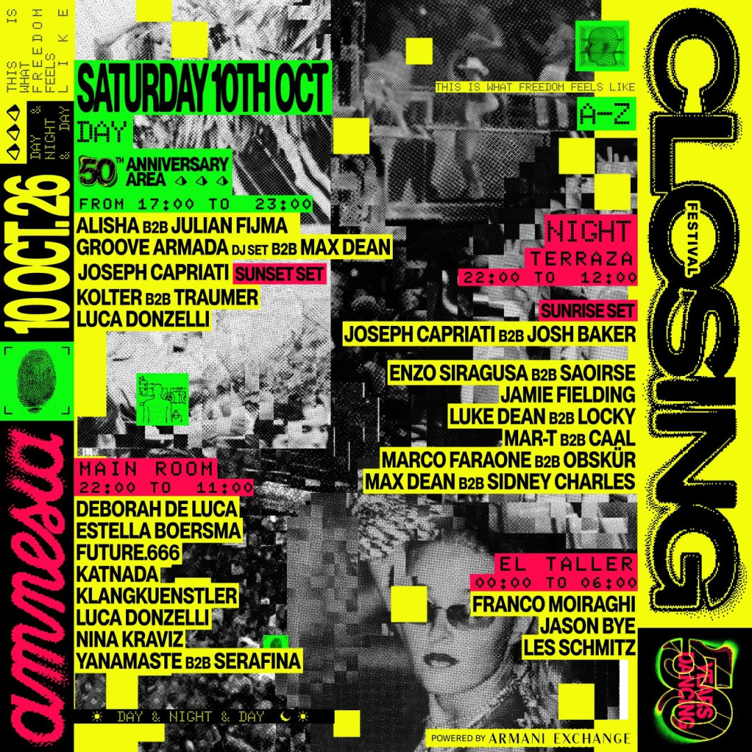 Amnesia Closing at Amnesia on Saturday, October 10, 2026
