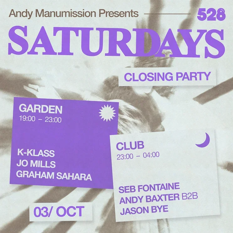 Saturdays at 528 on Saturday, October 3, 2026