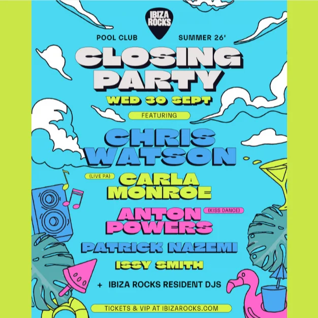 Ibiza Rocks Pool Club Closing Party at Ibiza Rocks on Wednesday, September 30, 2026